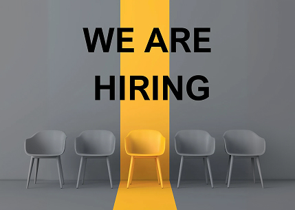 We Are Hiring recruitment graphic with yellow highlight chair representing engineering careers at NCMT UK.